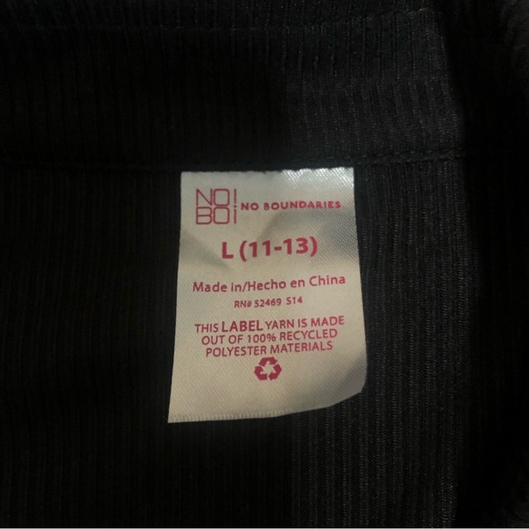 No Boundaries Black Ribbed Button-Front Collared Top - Size L (11-13) - NWT - Picture 4 of 4